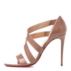 Christian Louboutin NIB World Copine 100 Nude Patent Stiletto Heels Sandals 39.5